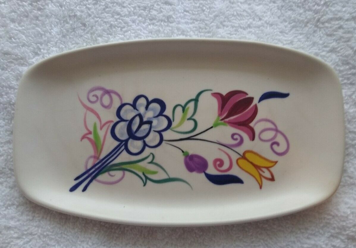Vtg Pottery Poole England Signed 7" Flower Dish