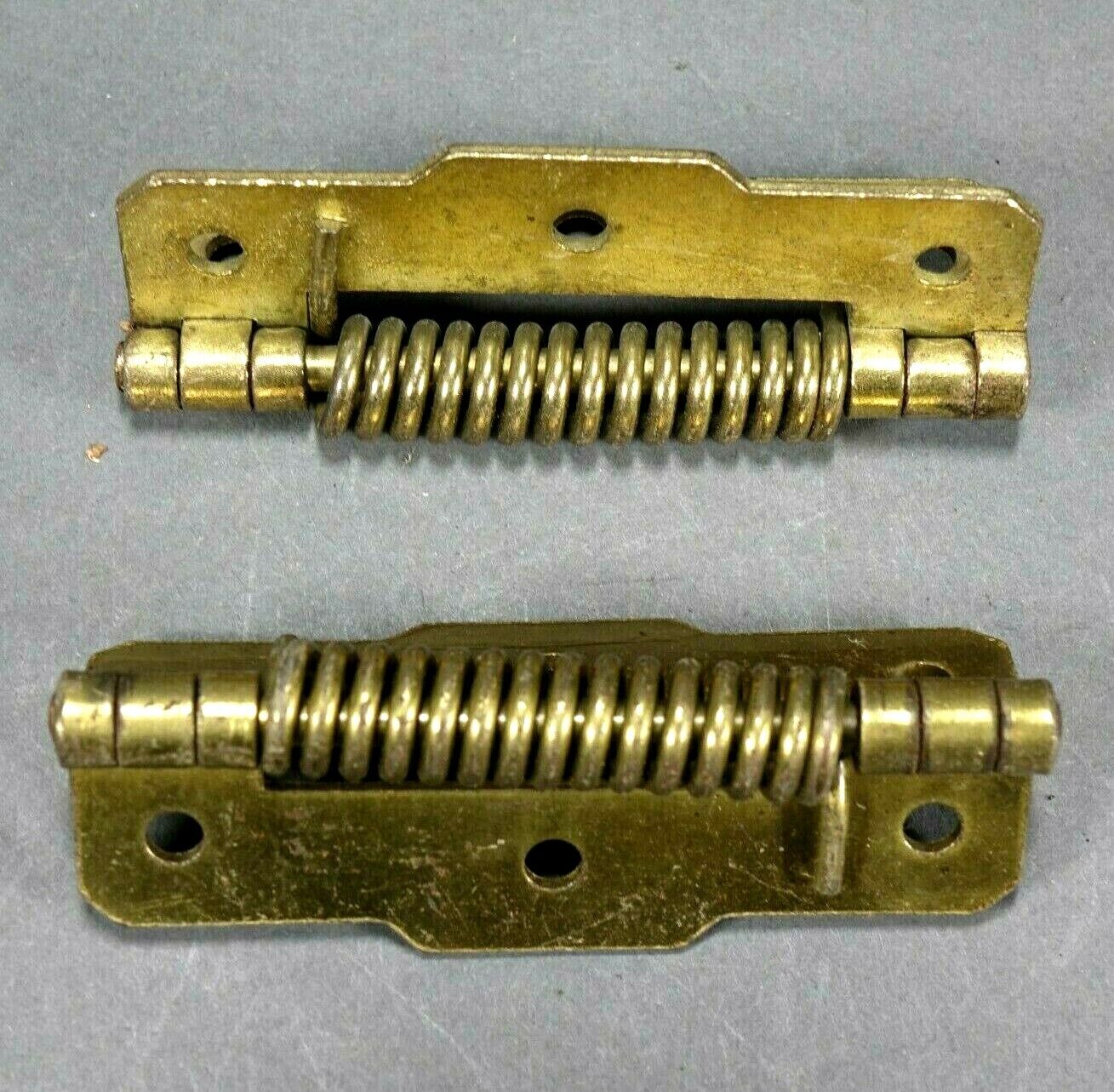 Pair Of 3" Vintage Reclaimed Brass Plated Steel Spring Hinges
