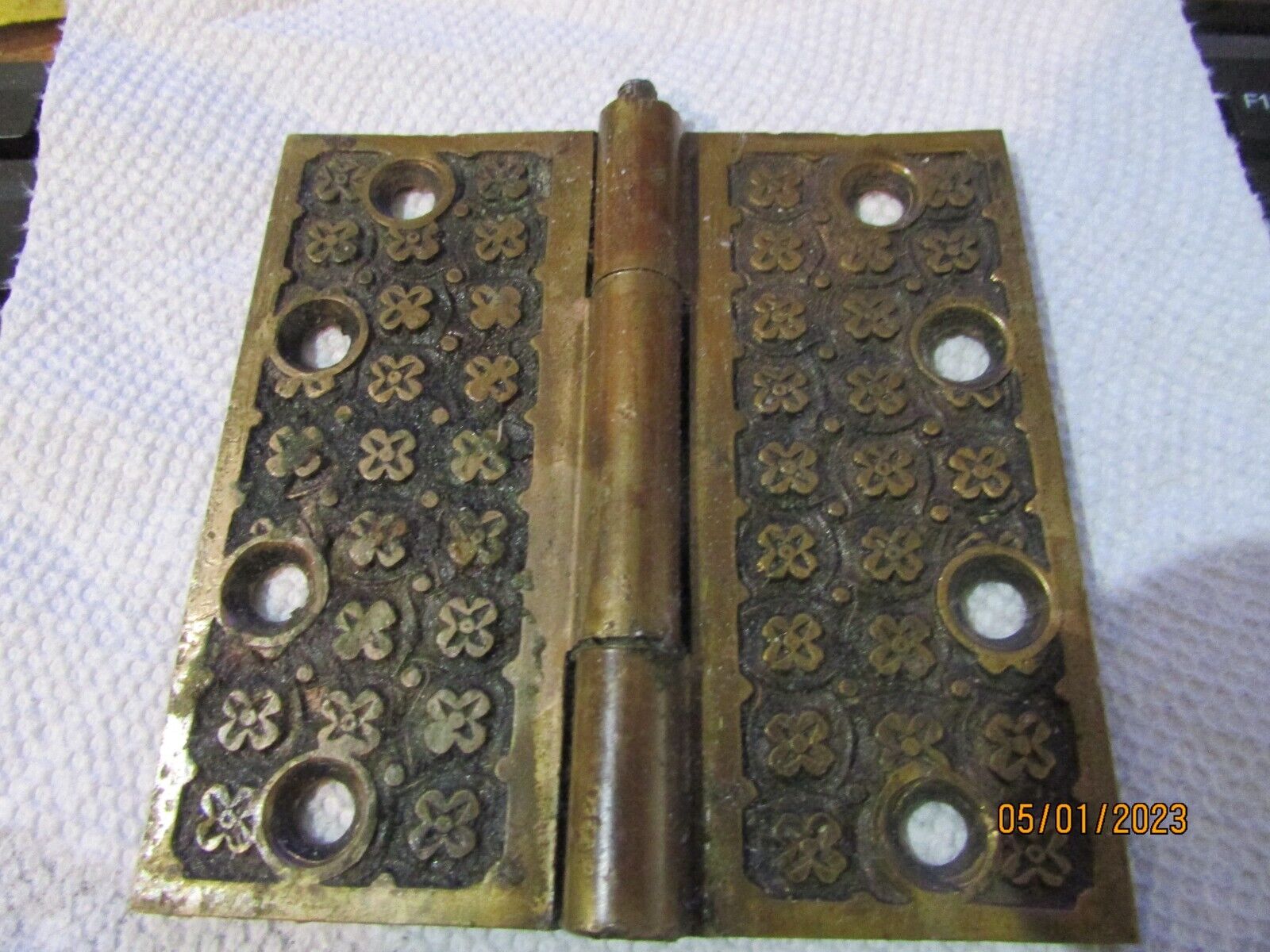 Old Original Extra Fancy Victorian Brass Door Hardware Hinge