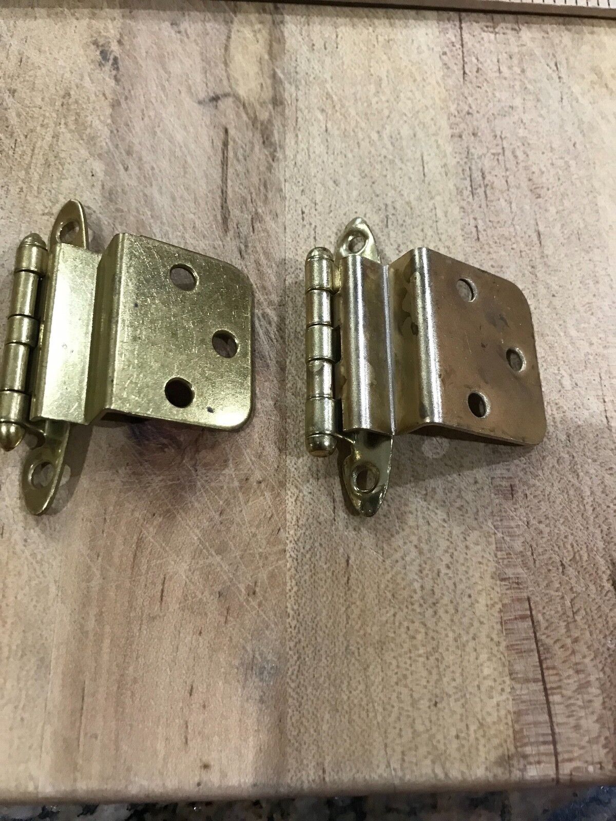 Vintage Pair  Brass Look Hinges For 3/8" Inset Cabinet Doors New