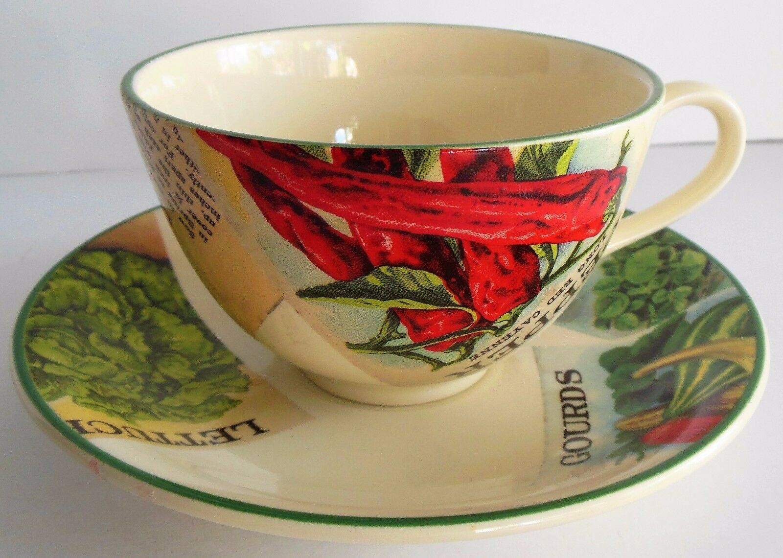 Seed Packets Poole Pottery Cup & Saucer England Coffee Breakfast Tea Cup