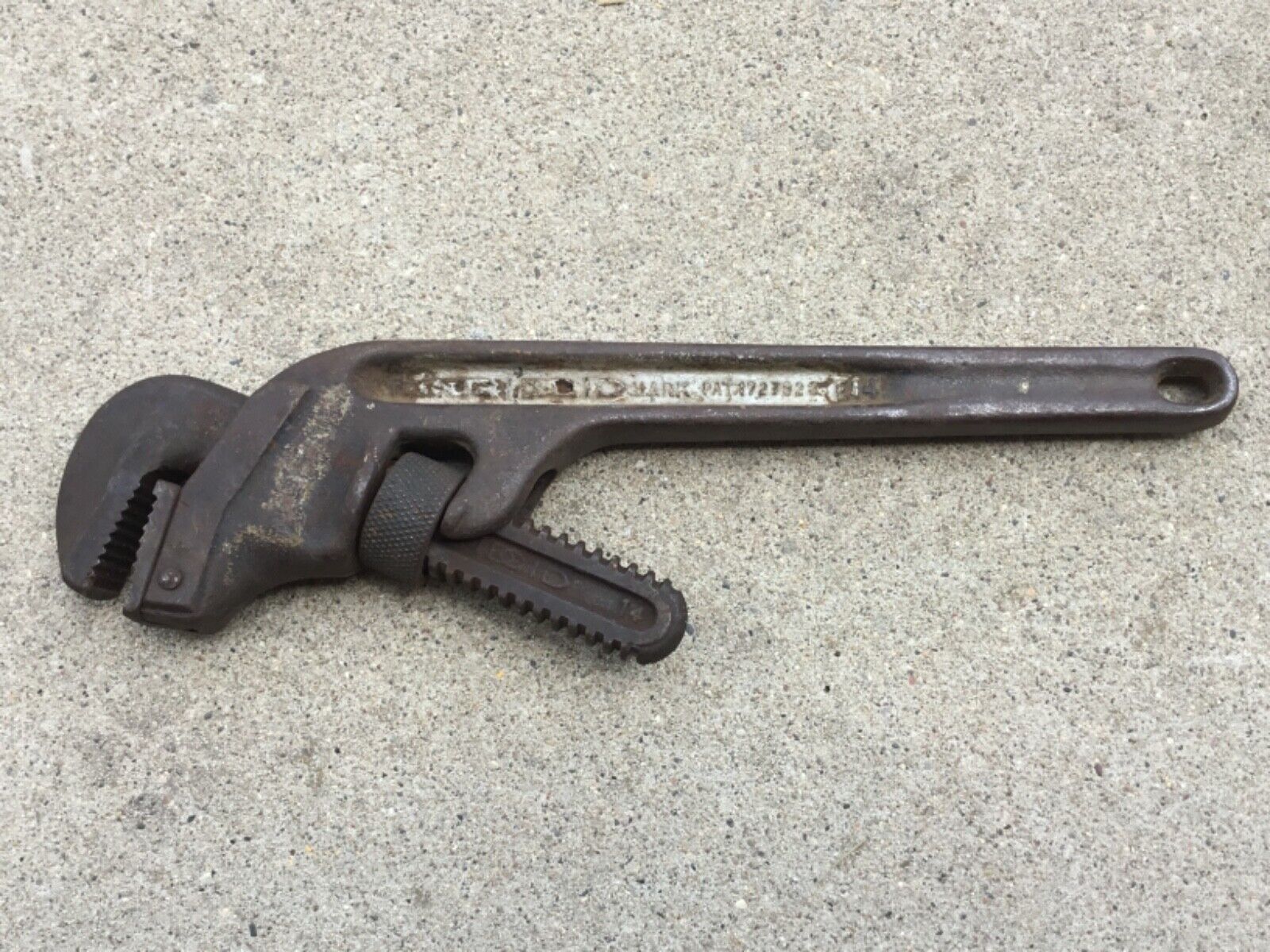 Vintage Ridgid Tools Heavy Duty 14" Offset Angle Pipe Wrench, E14, Made In Usa