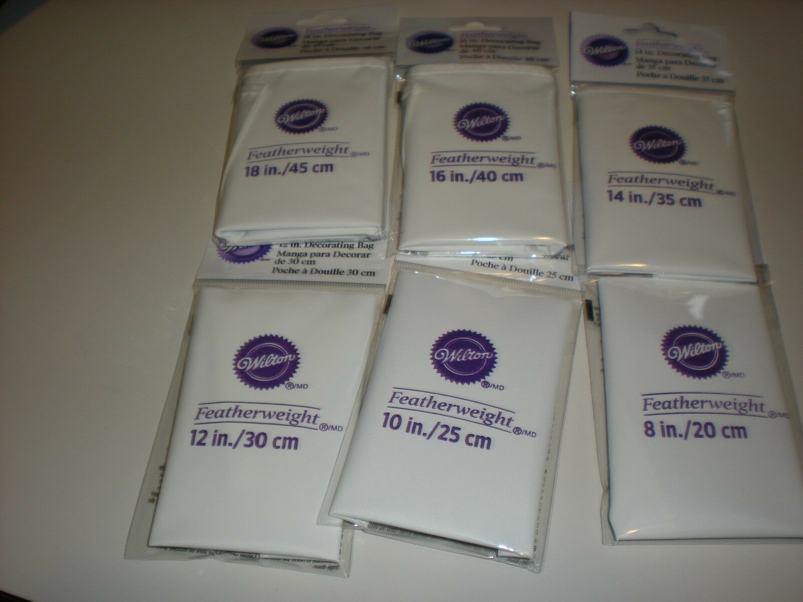 6- Wilton Featherweight Decorating Bags 1 Of Each Size-,8",10",12",14",16",18"