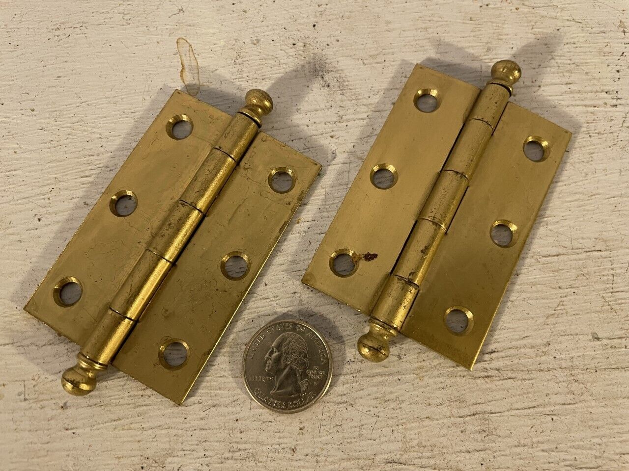Pair 3" Plated Steel Ball Tip National Cabinet Hinges