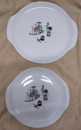 2 Mcm Vintage Salem China Old Gloucester By Pat Prichard Serving Plate Platters