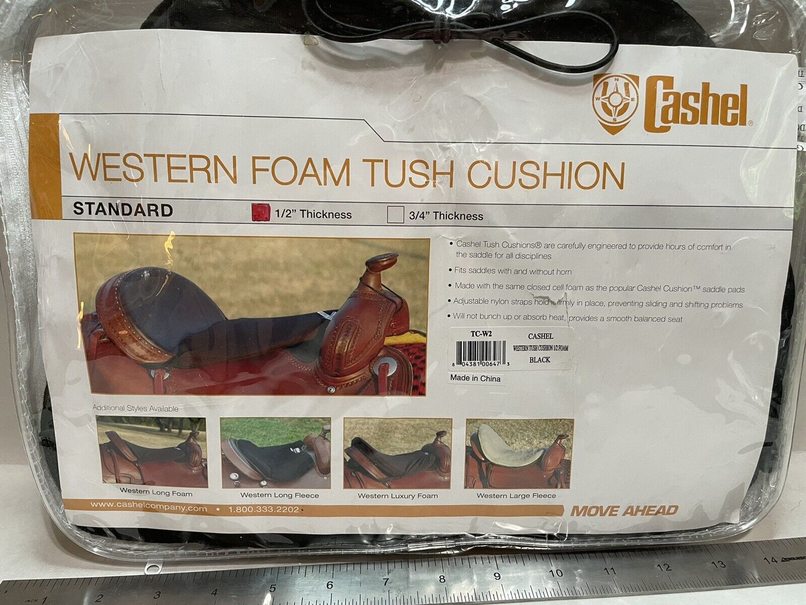 Cashel Western Tush Cushion 1/2 Foam (tc-w2) Black