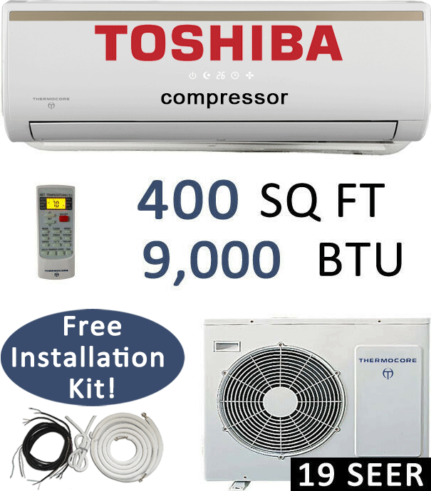 19 Seer: 9000 Btu Ductless Air Conditioner Heat Pump Mini Split W/ Install Kit