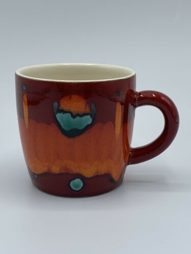 Poole Pottery Volcano Mug Abstract Design Red Orange Blue Made In England As Is