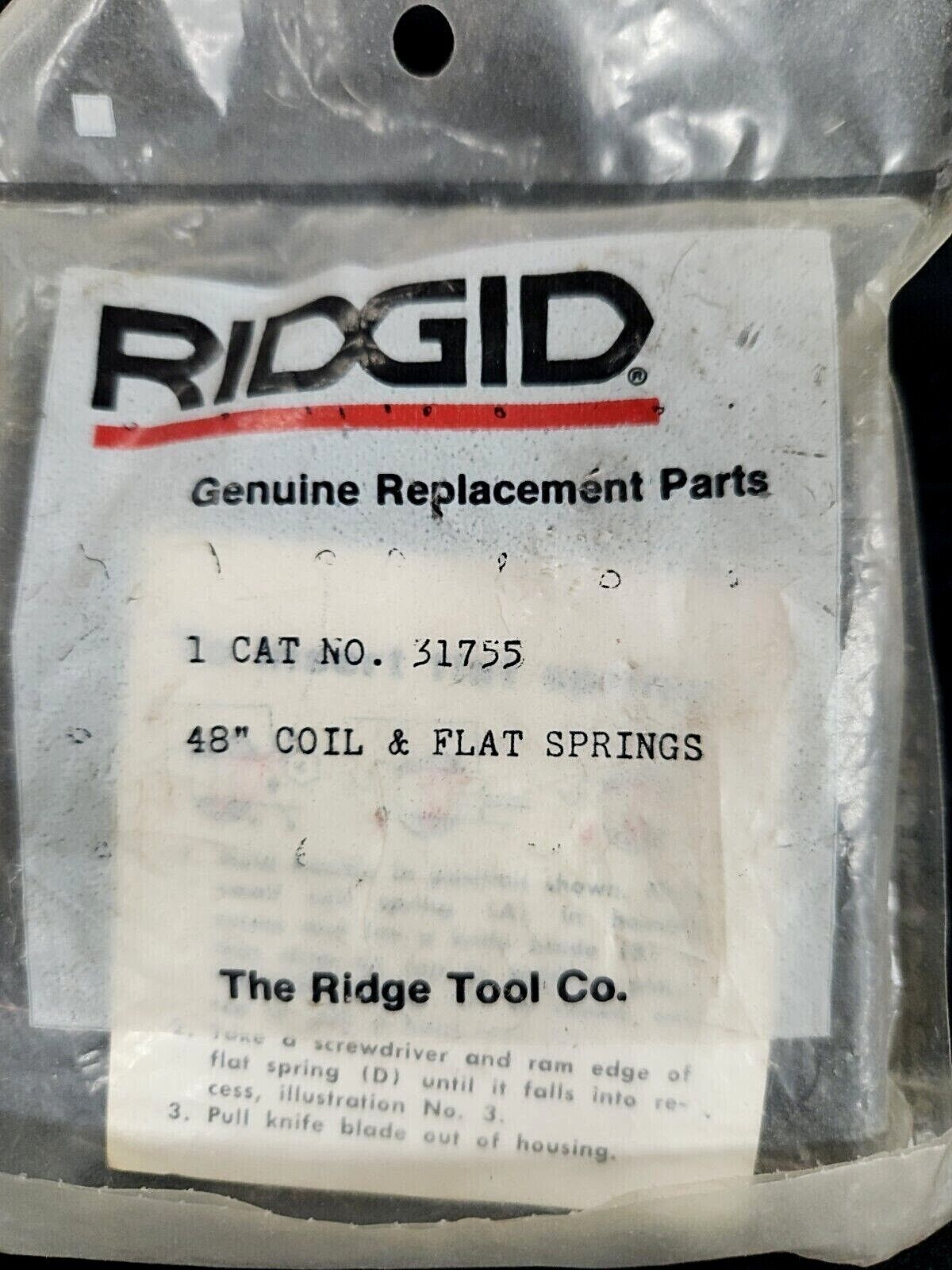 Qty 1 New Ridgid 31755 Coil & Flat Spring For 48" Pipe Wrench Oe Made In Usa