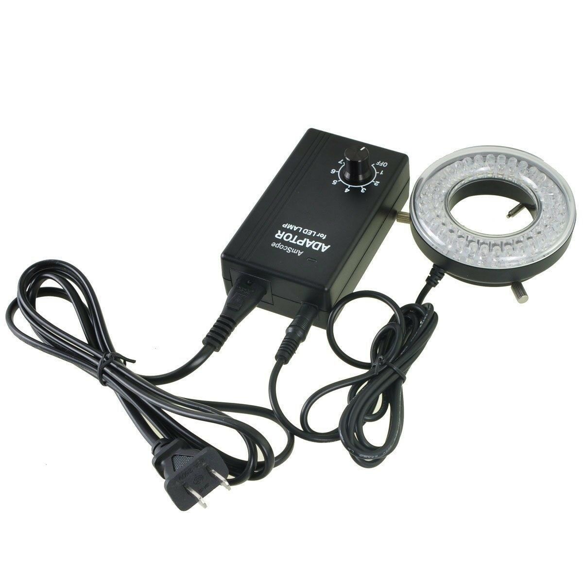 Amscope Adjustable 64-led Ring Light For Microscopes W/ Control Box 100v To 240v
