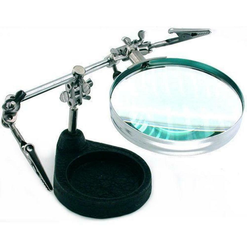 Double Third Hand Base With 2x Magnifier Soldering Jewelry Design Repair Tool