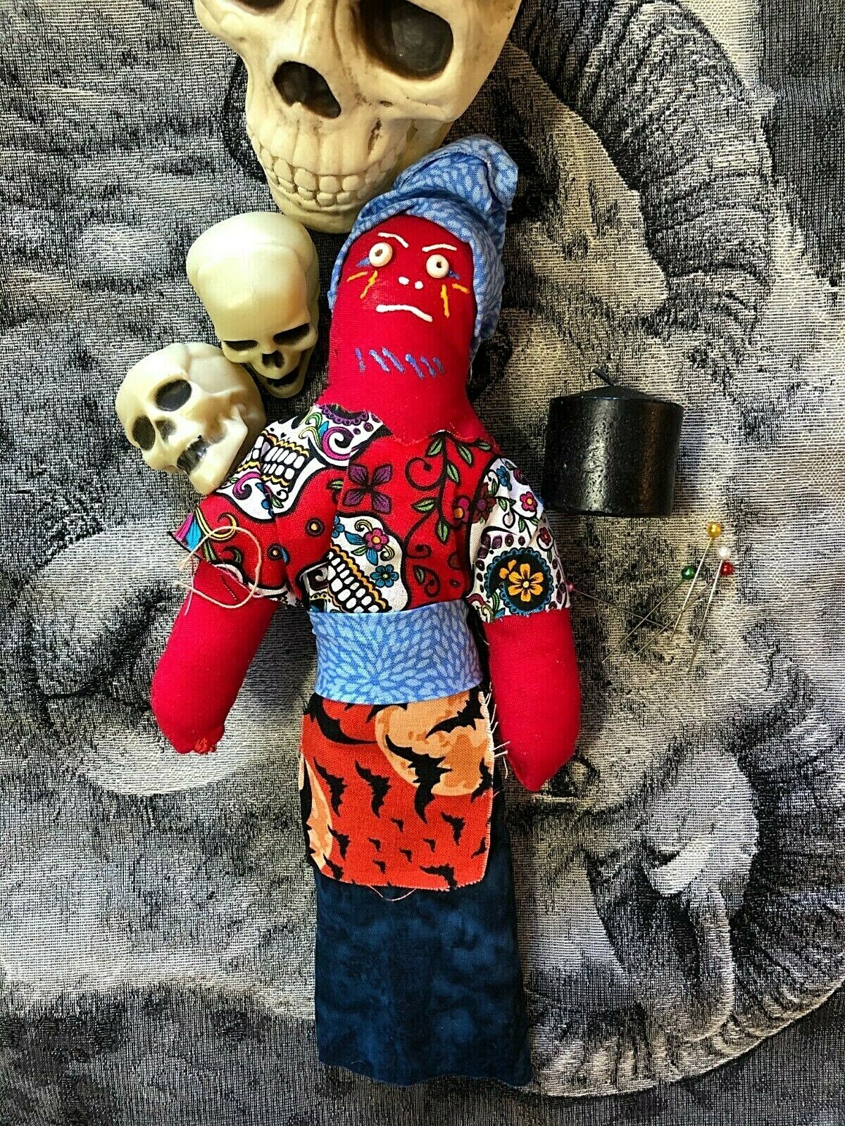 Witchcraft Voodoo Doll Handmade- Bilatu - W/5 Pins & Candle Justice Revenge Pain