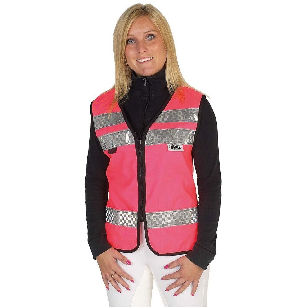 Hyviz Childs Adjustable Mesh Vest With Phone Pocket Pink/black, Medium