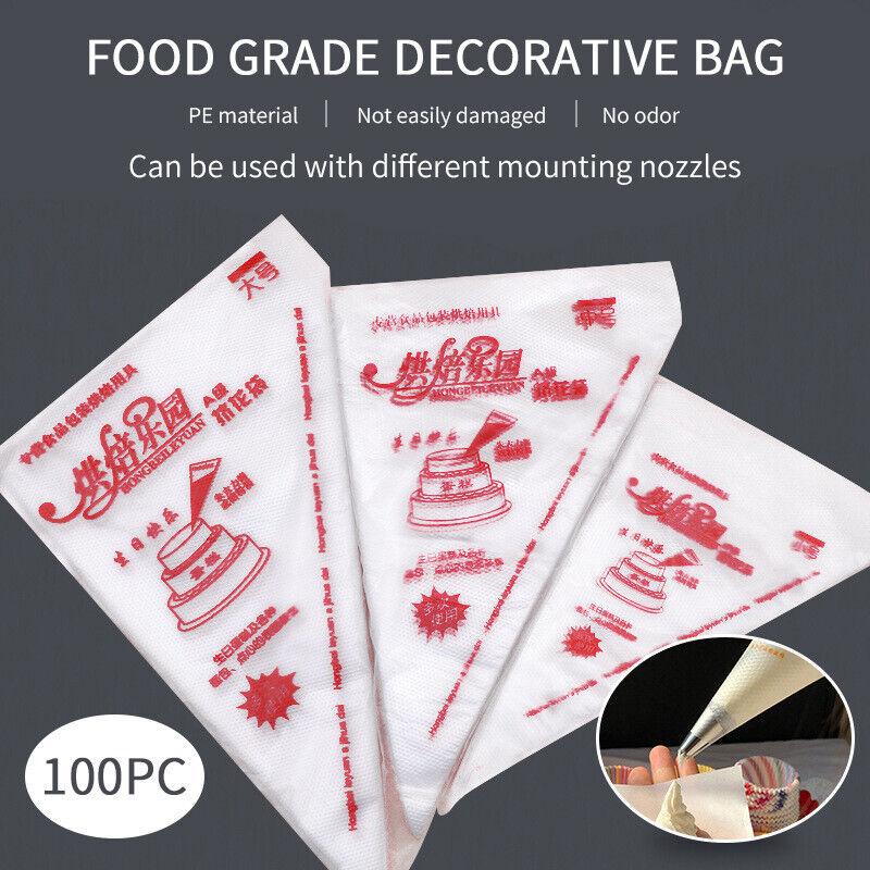 100x Disposable Piping Bags Cr-eam Cake Pa-stry Piping Bag Cake-decorating Bags.