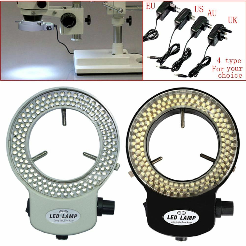 Adjustable 144 Led Bulb Microscope Ring Light Illuminator Lamp Us/uk/eu/au Plug