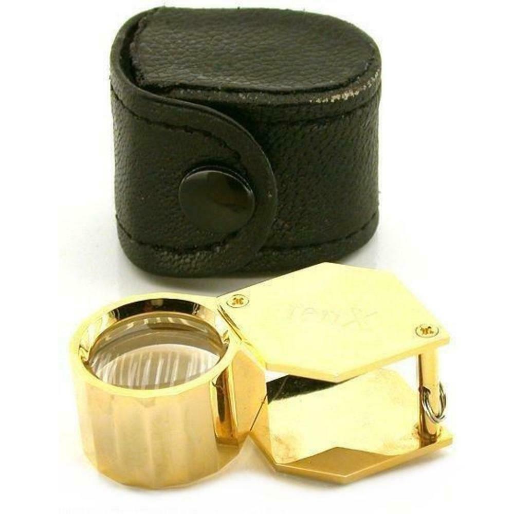 Gold Eye Loupe Folding Pocket Magnifier 10x 21.5mm Tool