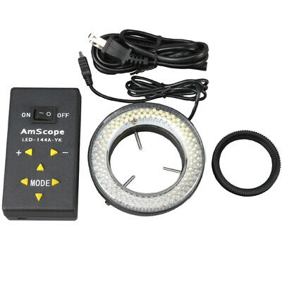Amscope 144-led Four-zone Adjustable Microscope Ring Light W/ Adapter 110-220v