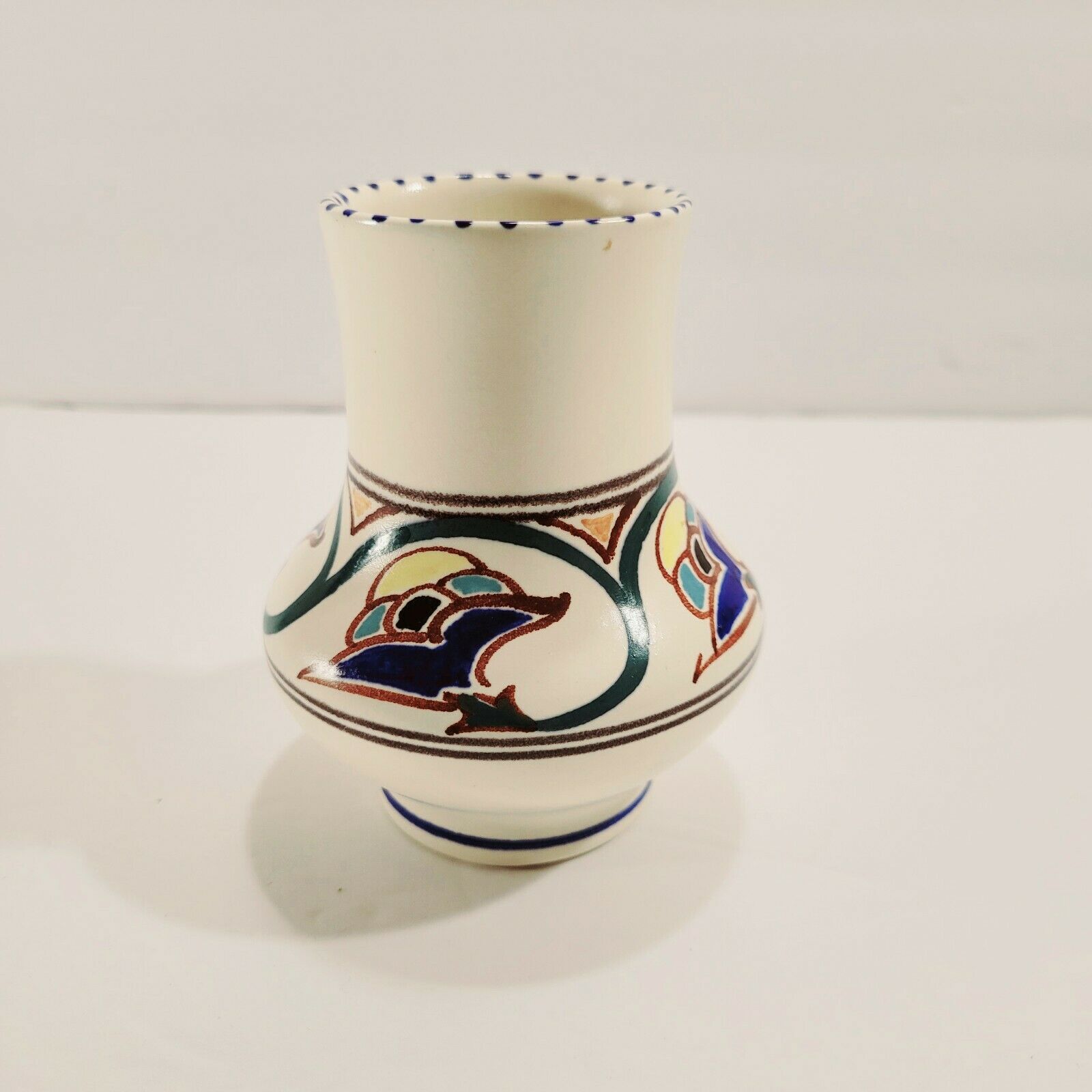 Vtg Poole Pottery? Art Nouveau Design Style Handpainted Cabinet 3 6/8" Vase