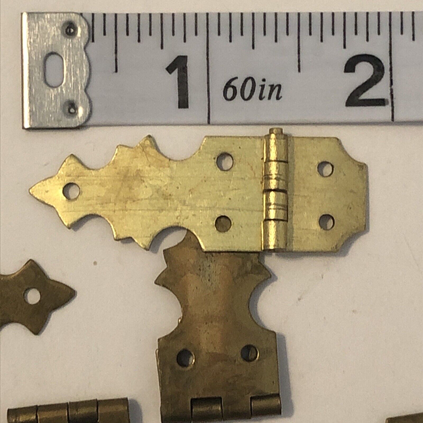 Vintage Nos Small Brass Decorative Hinge -- Lot Of 10